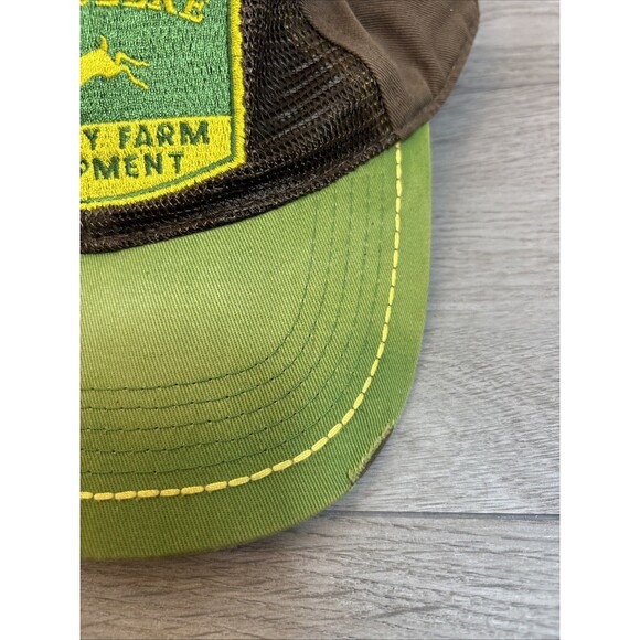 John Deere Distressed Brown Cap With Green Bill Snapback Hat Country Farm - Picture 3 of 10